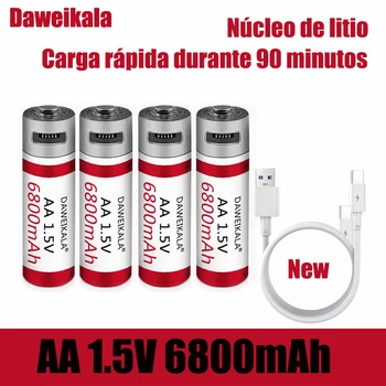  Daweikal yeni AA şarj edilebilir pil büyük kapasiteli AA lityum pil 1.5 V 6800 mah hızlı şarj teslimat Kablosu + ücretsiz kargo