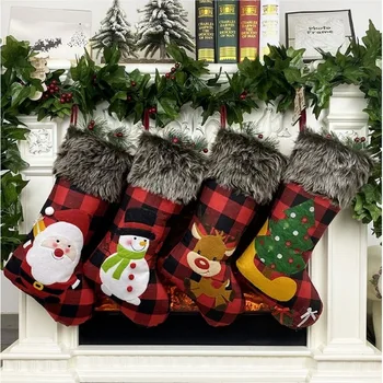  Noel Çorap Çorap Santa Şeker hediye keseleri Noel Ağacı asılı dekorlar