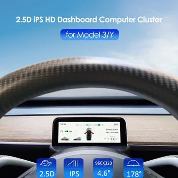  Tesla için uygun küçük enstrüman HUD Model 3 Y LCD hız göstergesi hava kodu ölçer