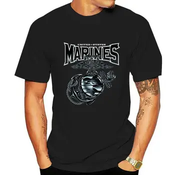  Siyah Mürekkep Erkekler Marines T Gömlek ABD Marines Kolordu İlk Mücadele (MT804)