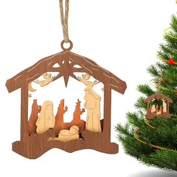  Doğuş Noel Ağacı Süsler Ahşap Hıristiyan Noel Doğuş Süslemeleri Doğuş Sahne Hediyelik Eşya Asılı Kolye dekor
