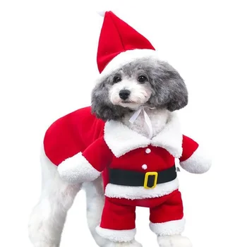  Yavru Köpekler İçin Baba Giysileri Pet Sıcak Kostüm Kediler Ceket Takım Elbise Giyim Ceket Köpek Cosplay Noel Santa Kış Kap