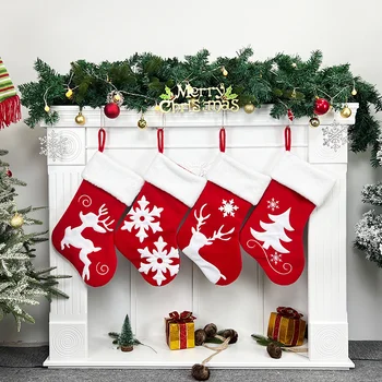 Noel Çorap Elk Noel Ağacı Kar Taneleri Noel Süsler Noel Kolye Parti Dekorasyon NOEL Çorap hediye Çantası