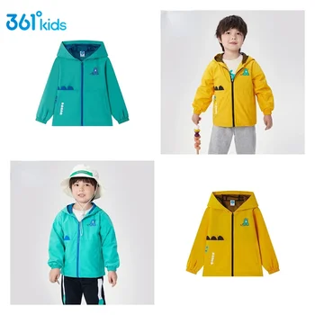  361 Derece Rüzgarlık Ceket Çocuk Boys Bahar Sonbahar Mont Ceket Yürümeye Başlayan Kapşonlu Cep Çocuk Fermuar Giyim 3-6year