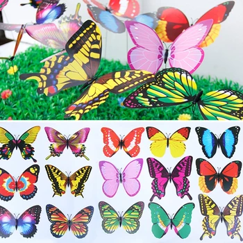  50 Adet / takım Bahçe Kelebek Stakes 3D Simülasyon Kelebek Renkli Zemin Fişleri Güzel Kelebek Stakes Bahçe Yard Çim