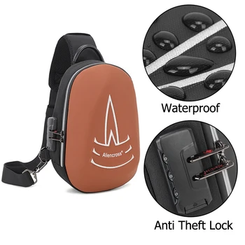  Alıencross Anti Hırsızlık Göğüs Çantası omuz çantaları USB Şarj Crossbody Paketi Okul Kısa Seyahat Messenger Çanta Oxford tek kollu çanta