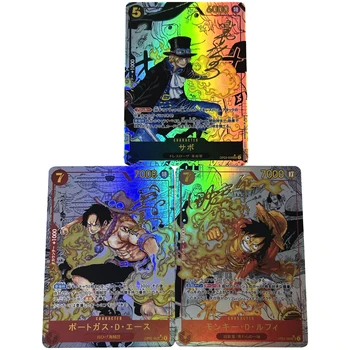  Dıy 3 adet/takım OPCG Tek Parça Luffy Ace Sabo İmza Flash Kart Üç Kardeşler Klasik Oyun Anime Hediye Oyuncak Toplama Kartı
