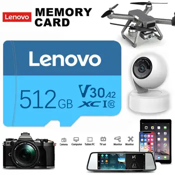  Lenovo 1 TB Mini Sd Hafıza Kartı 128 GB 256 GB Yüksek Hızlı Mikro TF Flash Kart 512 GB Hafıza Kartı Telefon Kameralar MP3 / MP4 Oyuncu