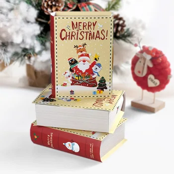  5 Adet Kitap Şekli Merry Christmas Şeker Kutuları Çanta Noel Noel Baba Hediye Kutusu Yeni Yıl Partisi Malzemeleri 2024 Navidad Natal Noel