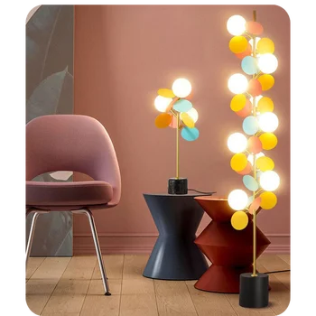  Zemin lambası İskandinav LED yatak odası yüksek ışık kanepe G9 ışıkları ev dekorasyon renkli yaprak masa lambaları oturma odası çalışma aydınlatma