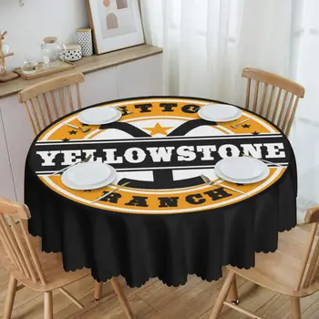  Yuvarlak Gömme Yellowstone Masa Örtüsü Yağa Dayanıklı Masa Örtüsü 60 inç Masa Örtüsü Mutfak Yemek için