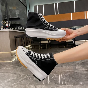  2023 Sıcak Satış Ayakkabı Kadınlar için Dantel-up kadın vulkanize ayakkabı Platformu Kadın Ayakkabı Kalın Alt Bayanlar Günlük gündelik ayakkabı