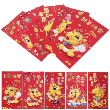  30 Adet Zarflar Yeni Yıl Kırmızı Paket Çin Şanslı Para Lai Si Feng 2024 Torba Kağıt Çocuk