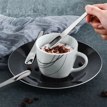  5 Adet Kahve Kaşığı yassı paslanmaz çelik Kaşık Kahve Kaşığı Mutfak Aksesuarları Tatlı Şeker Hediye Kahve Sevgilisi için