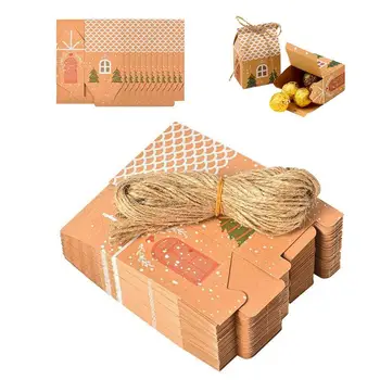  Mini noel hediyesi Çanta 50 adet Katlanabilir Kraft Kağıt Kutuları Çok Fonksiyonlu Mevsimsel Dekorları Kolye Kurabiye Çikolata