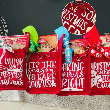  Kumaş Noel saksı rafı Pişirme Eldiveni Yeni Dayanıklı Komik Dekoratif Fırın Eldiveni Kırmızı Noel Dekoratif Aracı Noel