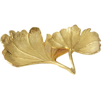  Altın Yaprak Ginkgo Biloba Yaprağı Dekoratif Tepsi Altın Takı Tepsisi Masası Dekoratif Çanak Organizatör Tepsi Yüzük Kolye için