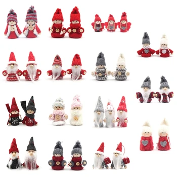  2 Adet Noel Bebek Süslemeleri için Oyuncak Bebek Tatil Kıyafet ve Şapka Mini Erkek ve Kız Süsler Ev Deco için