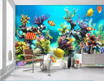  3d duvar kağıdı özel duvar fotoğraf Deniz dünya balık mercan resim odası dekorasyon boyama 3d duvar resimleri duvar kağıdı duvarlar için 3 d