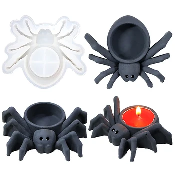  DIY Örümcek Şamdan silikon kalıp Cadılar Bayramı İçin Mumluk Kalıp Alçı Beton mum fincanı Epoksi Reçine Kalıp