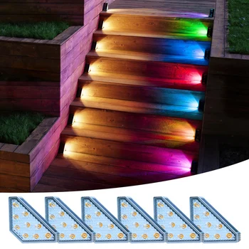  Güneş adım ışıkları gri su geçirmez RGB güneş merdiven güverte ışıkları güneş enerjili LED ışıkları dekor sundurma, arka bahçe, bahçe