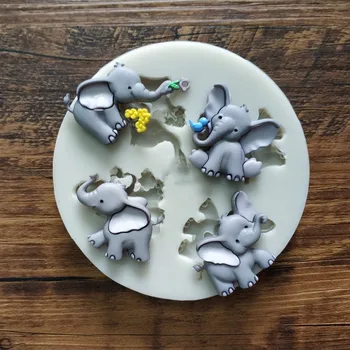  Sevimli Fil silikon kalıp DIY fondan kek dekorasyon aracı için bebek fil çikolata kalıp