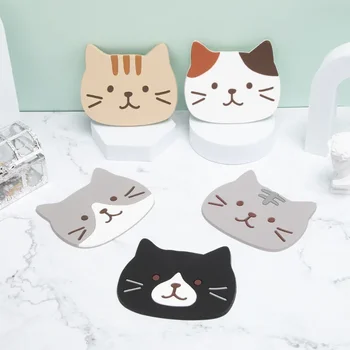  PVC Placemat kaymaz Coaster yaratıcı karikatür kedi ısı yalıtım matı sevimli ifade Japon Ins modelleme Mat