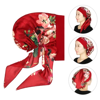 Kadın Baskılı Elastik Şapkalar Saç Dökülmesi Şapka Kemo Korsan Kap islami türban Kanseri başörtüsü