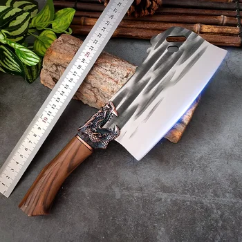  Ağır kasap bıçağı Şef sebze doğrama Et Bıçağı Paslanmaz Çelik Bıçaklar El Dövme Karbon Çelik Mutfak Bıçakları Cleaver