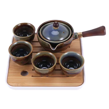  Porselen Çin Gongfu çay seti Taşınabilir çaydanlık seti 360 Rotasyon Çay Makinesi ve Demlik Taşınabilir Hepsi Bir Arada Hediye B