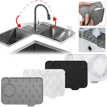 Mutfak silikon musluk Mat Emici Mat Lavabo Splash Guard Tahliye Pedi Çift Taraflı Kullanım Banyo Lavabo Tezgahı Koruyucu Mat