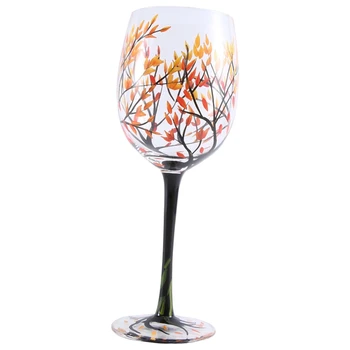  1 Adet sıcak Sonbahar Ağacı şarap bardağı Sonbahar Renkleri Yaprakları Kırmızı, Sarı, Turuncu El Boyalı Sonbahar Yaprağı Yeniden Kullanılabilir