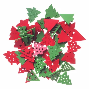 50 adet 25mm Renkli Ahşap Noel Ağacı Kesikler Bezemeler Noel Dekorasyon, Festival, Düğün, El Sanatları