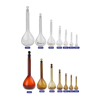  Şeffaf Cam Volumetric Flask Laboratuvar Aletleri Züccaciye 5 - 1000ml Dropship