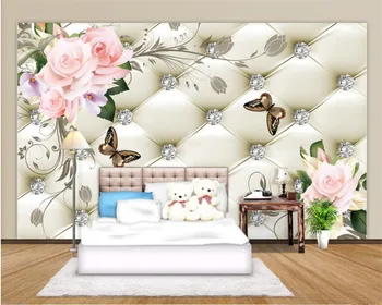  beibehang Özel 3d duvar kağıdı Avrupa yumuşak çanta çiçekler lüks oturma odası yatak odası arka plan duvar dekorasyonu 3D duvar kağıdı