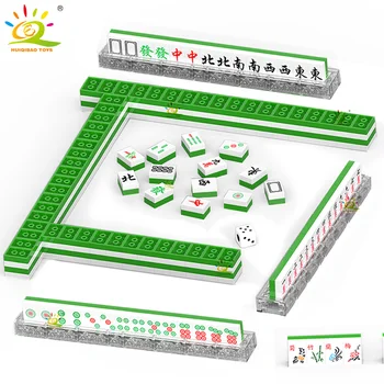  HUIQIBAO 292 ADET MOC Mahjong Modeli Mikro Yapı Taşları Mah-jong Mini Tuğla Seti Kurulu Oyunu Şehir İnşaat Oyuncaklar çocuklar için