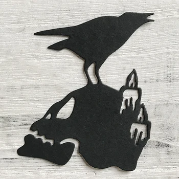  KARŞILAMAK HUANG Cadılar Bayramı Kuş Kafatası Metal Kesme Ölür Şablonlar İçin DIY Scrapbooking Dekoratif Kabartma kendi başına yap kağıdı Kartları