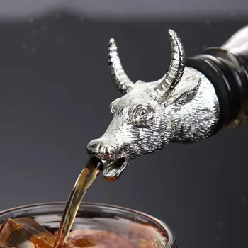  3D Hayvan Hayvan Kafası Şarap akıtıcı Şarap Aksesuarla Bar Aracı Çinko Alaşım Şaraplar Extractor Gümüş Resuable Alkol Pourer Parti