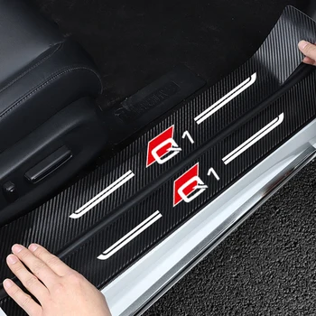  Araba Eşik Bant Karbon Fiber Kapı Eşiği Koruyucu Sticker Styling Audi Q1 Logo Bagaj Kapağı Tampon Koruma Koruyucu Şeritler