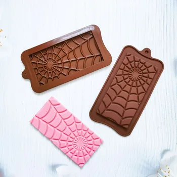  Örümcek Web Çikolata Kalıp Silikon Waffle Kalıp Kafes Şekli 3D Fondan Kek Dekorasyon DIY Şeker Çubuğu Pişirme Araçları