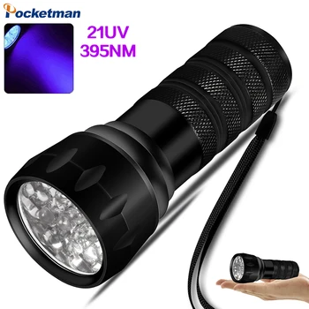  Mini UV el feneri 9 / 21LED siyah ışık küçük cep 395nm meşale ultraviyole tıbbi lamba su geçirmez Pet idrar algılama akrep