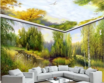  beibehang Rüya moda kalınlaşma duvar kağıdı bahçe orman Geyik İskandinav tüm ev duvar özel duvar 3D duvar kağıtları ev dekor