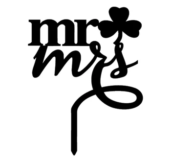  Şanslı Yaprak Mr & Mrs Akrilik Düğün Pastası Bayrakları Çok Renkler Kek Topper Düğün Yıldönümü Partisi Malzemeleri İçin Sıcak Satış