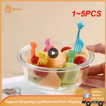  1 ~ 5 ADET Hayvan meyve çatalı Gıda Sınıfı Plastik Mini Karikatür Çocuklar Kek Meyve Kürdan Bento Öğle Yemeği Tatlı Aksesuarları Parti Dekor