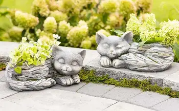  Kedi Saksı Renkli Uyku Kedi Reçine Tencere Kapalı Açık Bitki Görüntüler Ekici noel hediyesi bahçe malzemeleri