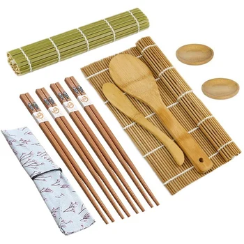  Suşi Yapma Kiti 11 ADET Bambu Suşi sarma hasırı Çanta İle Uygun Acemi Ve Deneyimli