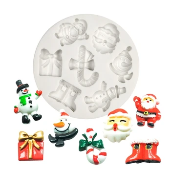  Santa Snowmans silikon kalıp DIY Noel Pişirme Kalıp Kek Dekorasyon Aracı Yapmak için Çikolata Fondan Dayanıklı