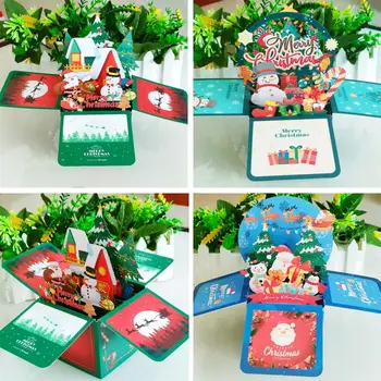  Noel Baba 3D Pops-up Buket Noel Festivali Kız Arkadaşı Merry Christmas Kartları Nimet Kartpostal Teşekkür Kartları Dekor Hediye