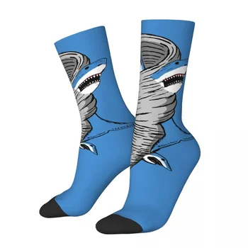  Komik Mutlu erkek Sıkıştırma Çorap Tornado Temel Retro Harajuku Kişilik Köpekbalığı Okyanus Vahşi Hip Hop Desen Ekip Çorap