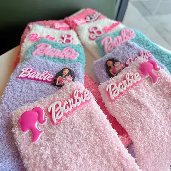  Kawaii Barbie Çorap Anime Sevimli Kız Peluş Çorap Öğrenci Ins Tarzı Tüylü Ev Kat Uyku Çorap Absorbe Ter Anti-koku Yeni